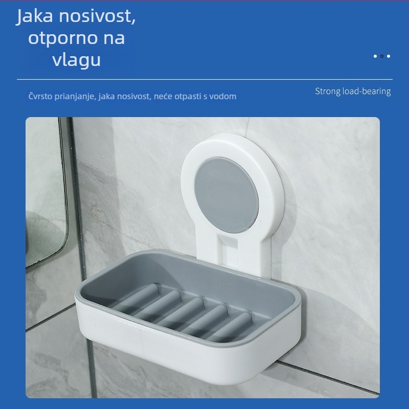 Zidni držač sapuna za kupaonicu bez bušenja, s odvodnjavanjem, dvostruki stalak za sapun, ručno izrađeni sapun na skladištu