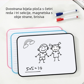 Magnetska dvostrana mala bijela ploča (A4/B4) s četiri reda i tri mreže, za vježbu Pinyina i engleskog pisanja na stolu