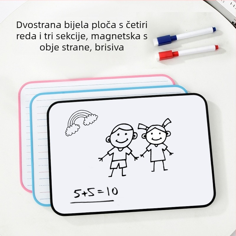 Magnetska dvostrana mala bijela ploča (A4/B4) s četiri reda i tri mreže, za vježbu Pinyina i engleskog pisanja na stolu