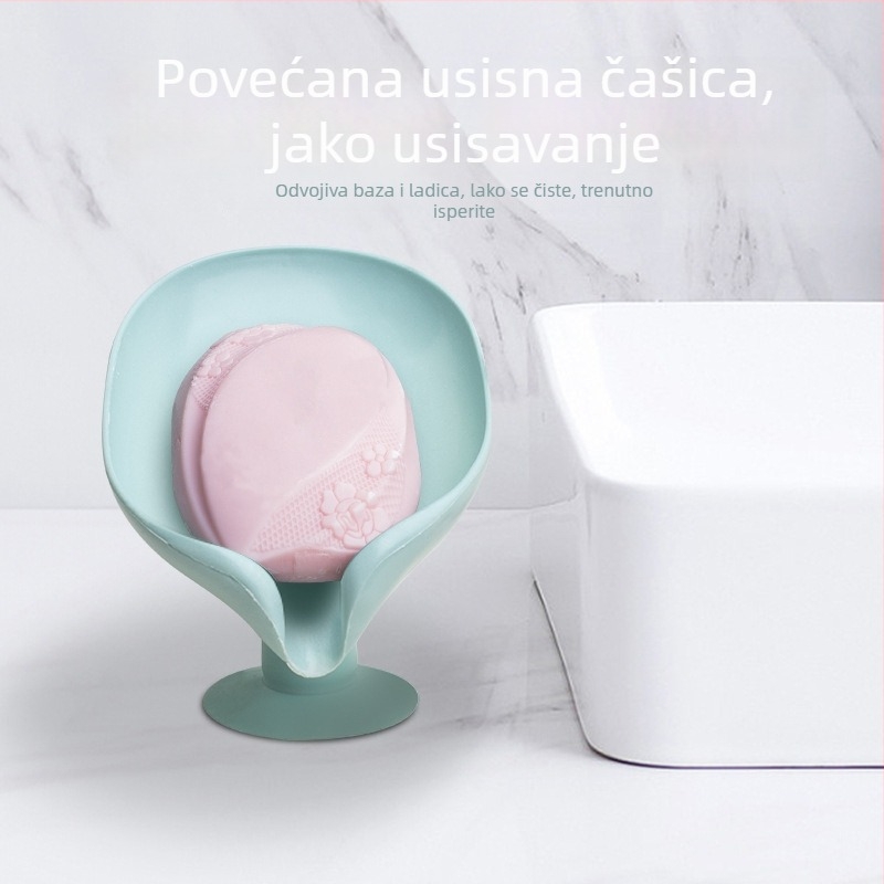Sapunica u obliku lotosa s drenazijskim stalkom i usisnom čašom, bez bušenja, vertikalni organizator za umivaonik