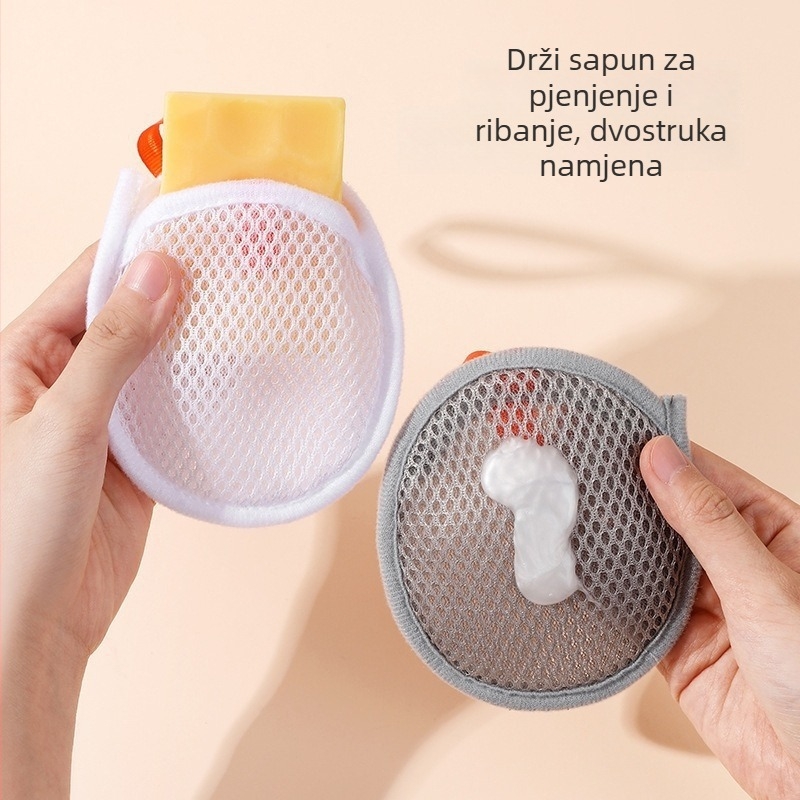 Dvostrano mrežasta vrećica za sapun za pjenu za kupanje i čišćenje lica