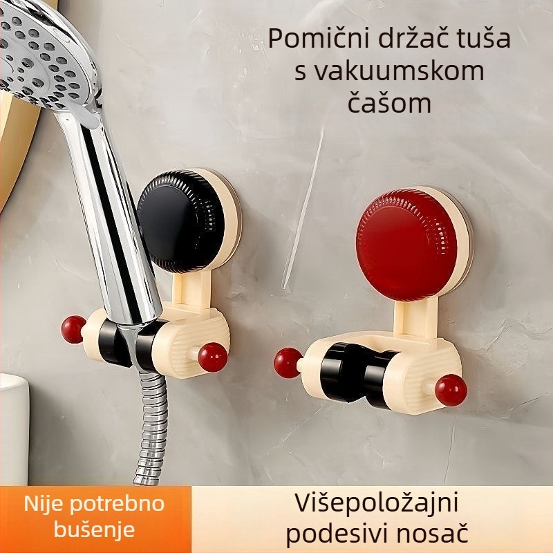 Držač za tuš s usisnom čašom, podesiva osnova, bez bušenja