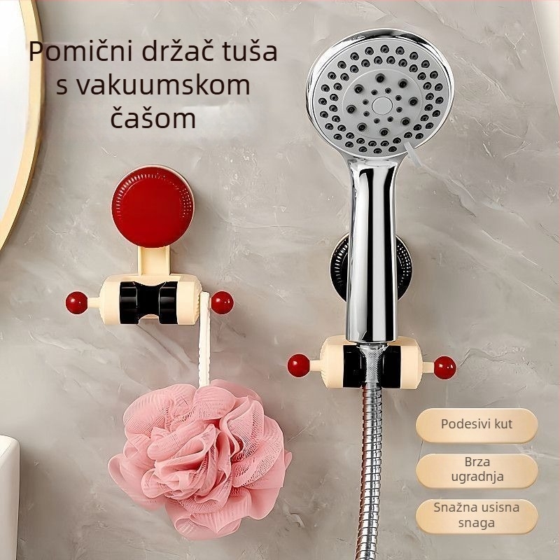 Držač za tuš s usisnom čašom, podesiva osnova, bez bušenja