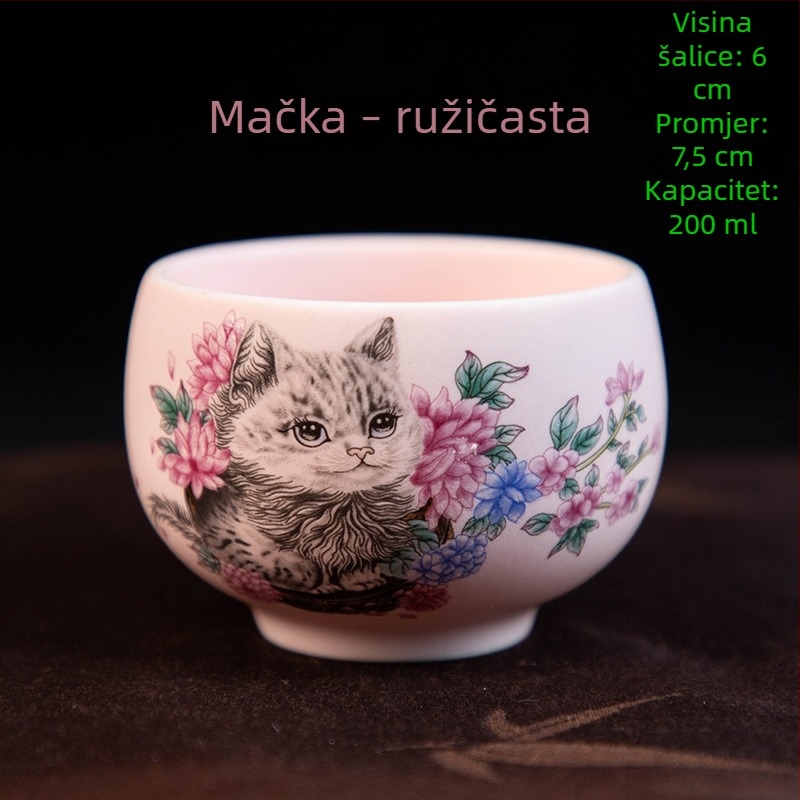Šalica za čaj Luo Han, 200 ml bež porcelin s plavo-bijelim retro dizajnom, velika