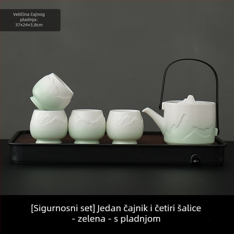Veliki porculanski čajni set s jednim čajnikom i četiri šalice, jednostavan kineski stil za kućnu upotrebu, dar za useljenje