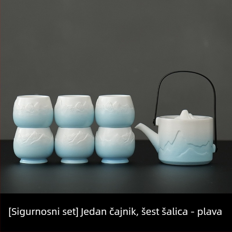 Veliki porculanski čajni set s jednim čajnikom i četiri šalice, jednostavan kineski stil za kućnu upotrebu, dar za useljenje