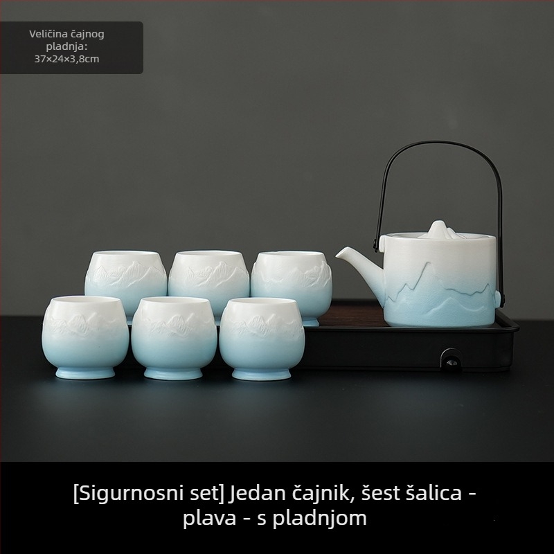 Veliki porculanski čajni set s jednim čajnikom i četiri šalice, jednostavan kineski stil za kućnu upotrebu, dar za useljenje