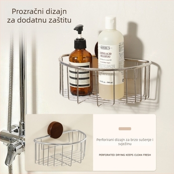 Stalak za kupaonicu od nehrđajućeg čelika s usisnim čašicama, bez bušenja, otvoreni dizajn za umivaonik