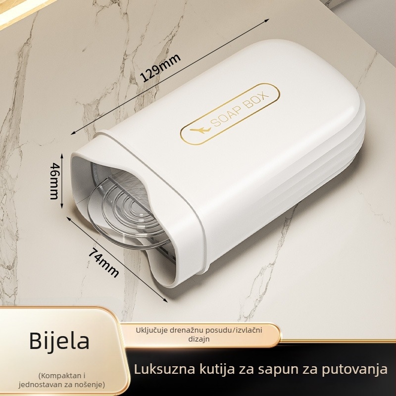 Lagani luksuzni prijenosni kutija za sapun s poklopcem i odvodom za putovanja.