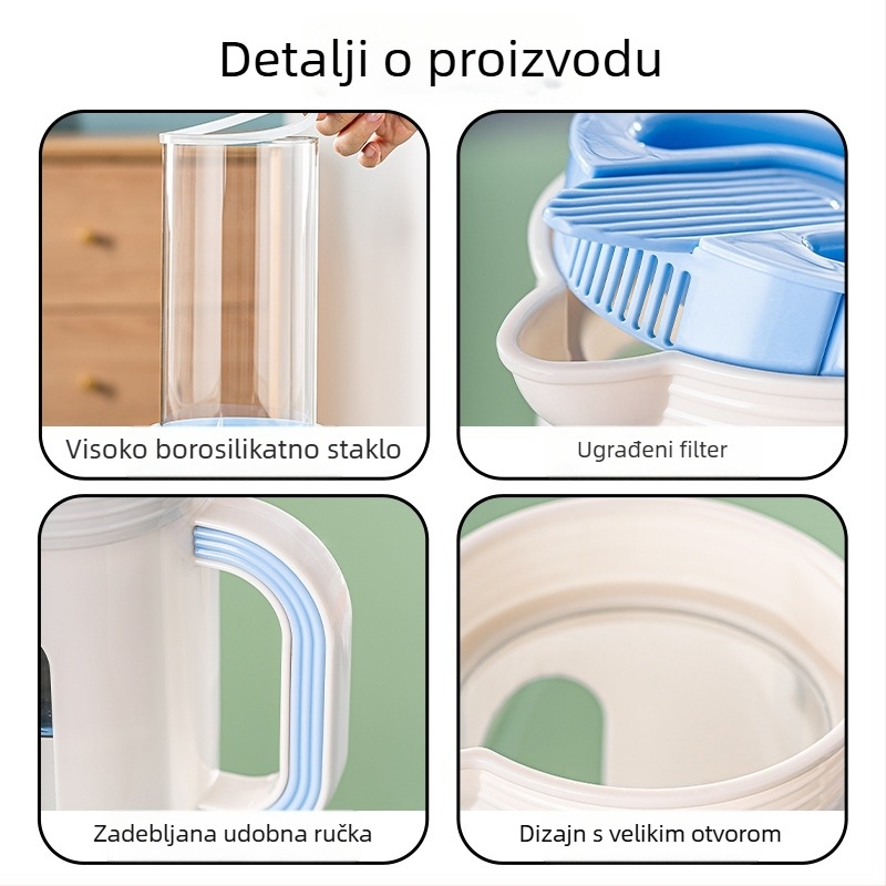 Staklena čaša za studenu vodu s odjeljivanjem čaja i vode, za kućnu upotrebu, prijenosna, otporna na visoke temperature, borosilikatno staklo