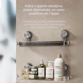 Zidni organizator skladištenja s usisnim čašicama za kuhinju, kupaonicu, WC i umivaonik