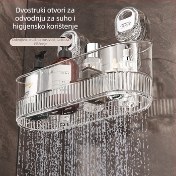 Zidni organizator za skladištenje s vakuumskim pričvršćivanjem za kuhinju, kupaonicu i WC, kutija za odlaganje uz umivaonik