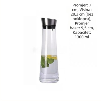 Staklena karafa za hladnu vodu s velikim kapacitetom, otporna na udarce, za kućnu upotrebu.