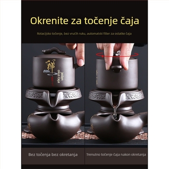 Automatski čajni set od sirove ljubičaste gline za kućnu upotrebu, primanje gostiju i ured — čajnik, pladanj za čaj, komplet s odjeljivanjem čaja i vode