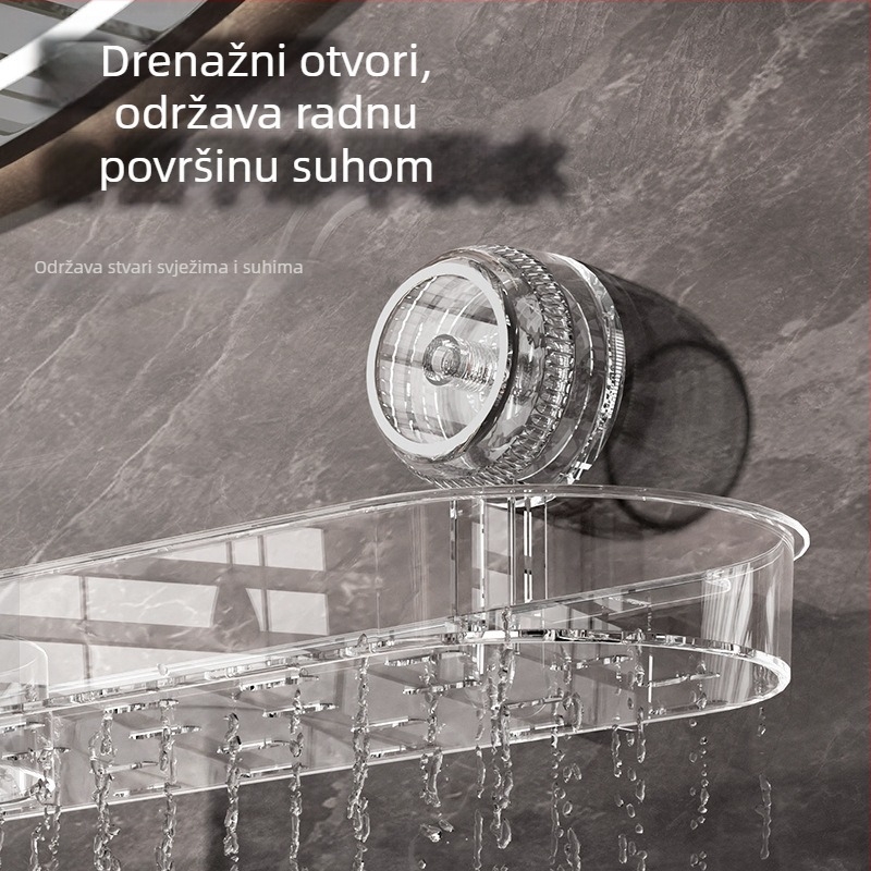 Zidni stalak sa usisnom čašom, bez bušenja – polica za kupaonicu uz umivaonik i ogledalo
