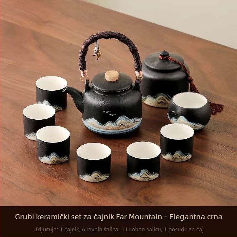 Gongfu čajni set kineskog stila za kućnu upotrebu, čajnik s velikom ručkom, kompletan set za pripremu čaja, čajnik velikog kapaciteta za cvjetni čaj