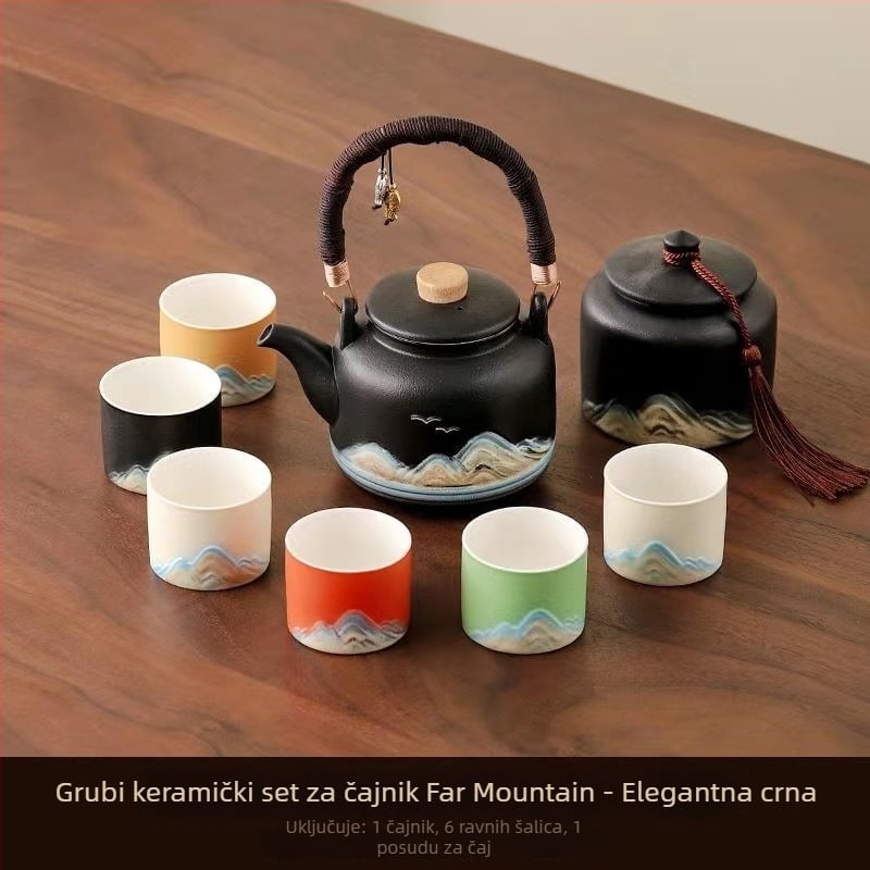 Gongfu čajni set kineskog stila za kućnu upotrebu, čajnik s velikom ručkom, kompletan set za pripremu čaja, čajnik velikog kapaciteta za cvjetni čaj