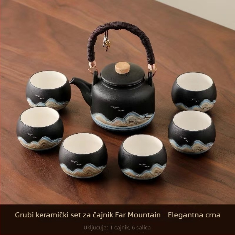 Gongfu čajni set kineskog stila za kućnu upotrebu, čajnik s velikom ručkom, kompletan set za pripremu čaja, čajnik velikog kapaciteta za cvjetni čaj