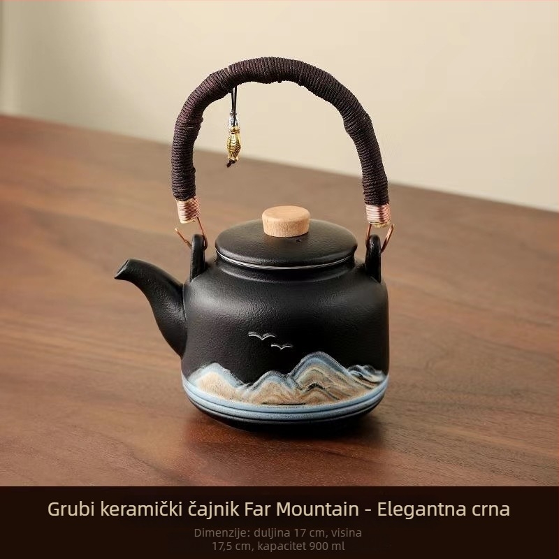 Gongfu čajni set kineskog stila za kućnu upotrebu, čajnik s velikom ručkom, kompletan set za pripremu čaja, čajnik velikog kapaciteta za cvjetni čaj