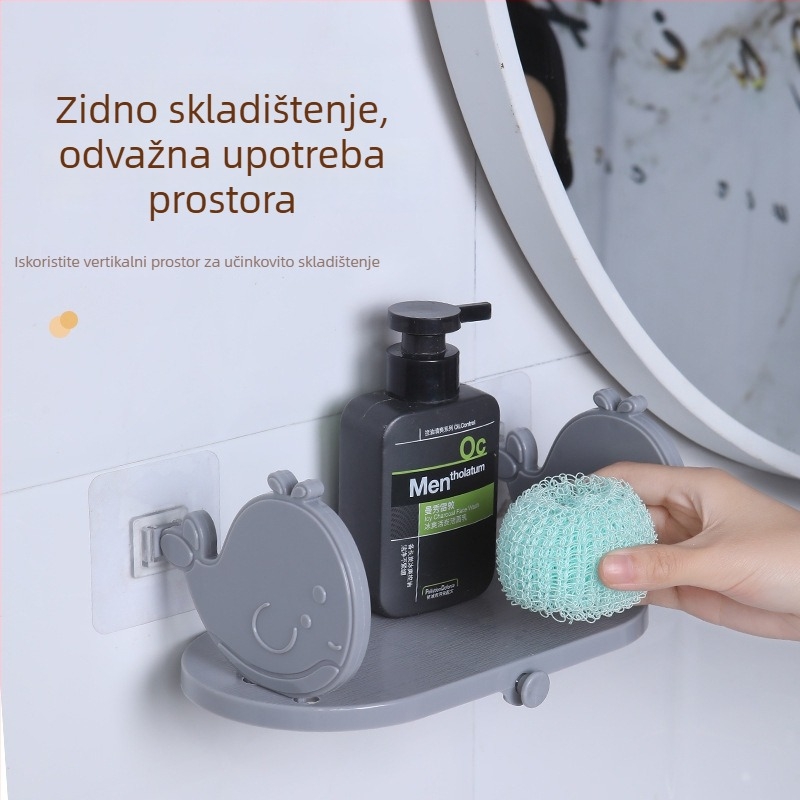 Zidni organizator kupaonice za kozmetiku – dizajn male zlatne ribice, bez bušenja, plastika
