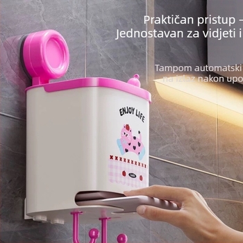 Kupaonski organizator sa usisnom čašom, bez bušenja, za higijenske uloške, maramice i ručnike za lice