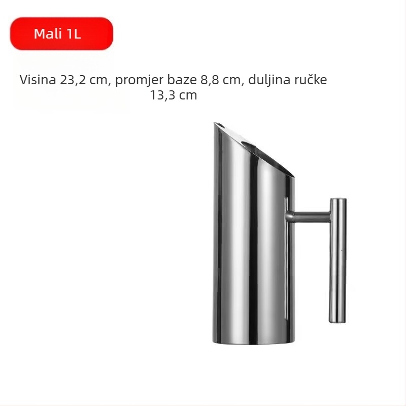 Džbán od 304 nerđajućeg čelika s ravnim tijelom, za koktele, led, hladnu vodu i ledenu kavu; zlatni rub i mogućnost tiska logotipa