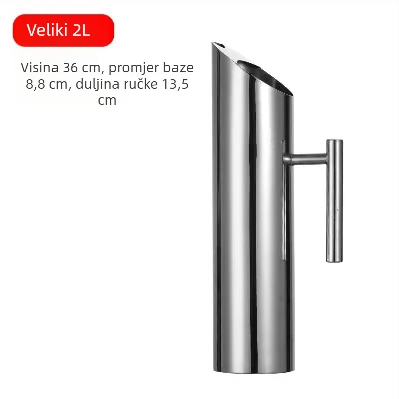 Džbán od 304 nerđajućeg čelika s ravnim tijelom, za koktele, led, hladnu vodu i ledenu kavu; zlatni rub i mogućnost tiska logotipa