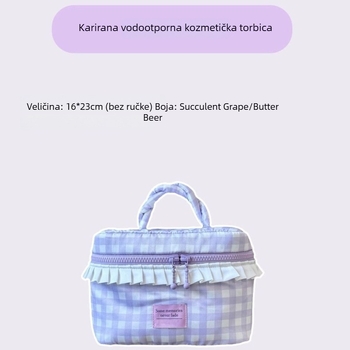 Vodootporna torbica za šminku i higijenske potrepštine u korejskom stilu s pletenim uzorkom, s velikim kapacitetom, slojevite pregrade, prijenosna za putovanja
