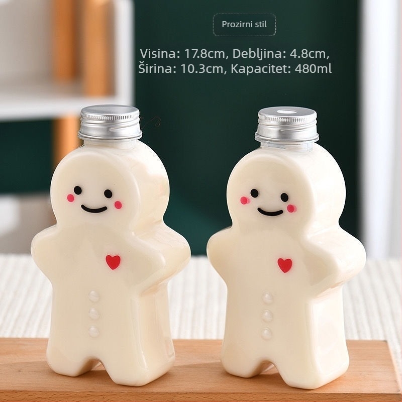 Plastična boca u posebnom obliku s likom crtić Gingerbread Man za napitke s čajem i mlijekom