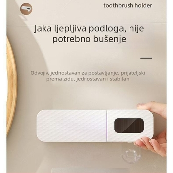 Pametan držač za četkicu za zube s UV sterilizacijom, senzorom, pričvršćivanje vakuumskom čašom, bez bušenja