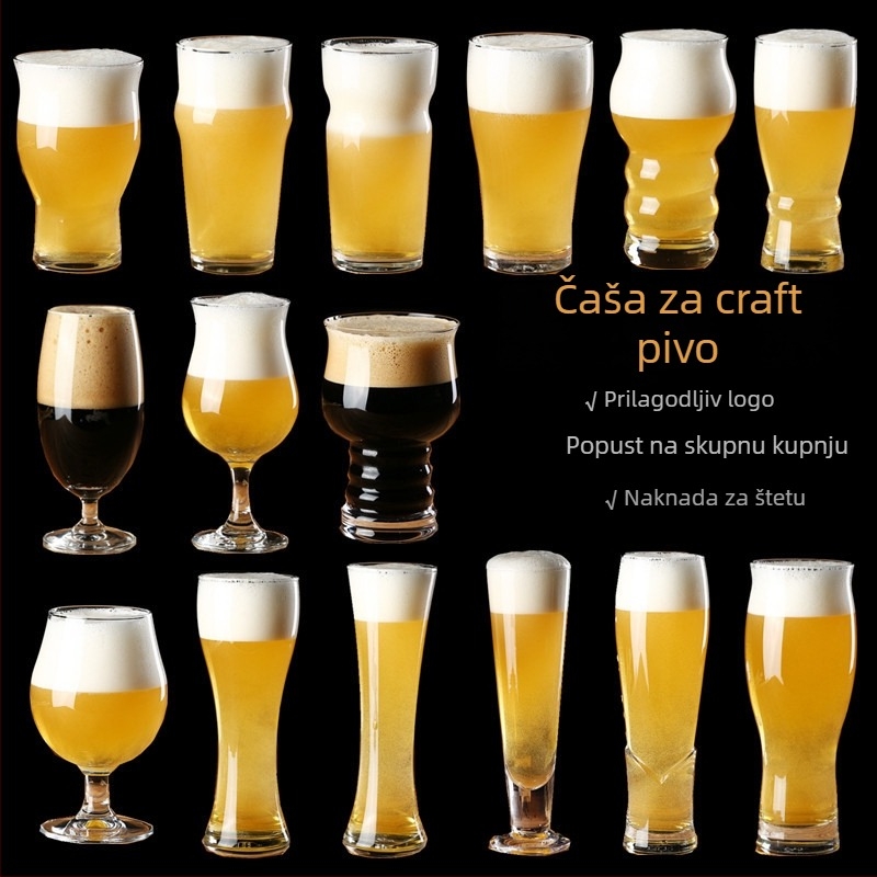 Staklena čaša za craft pivo, 500 ml, čaša za čepano pivo, s logotipom