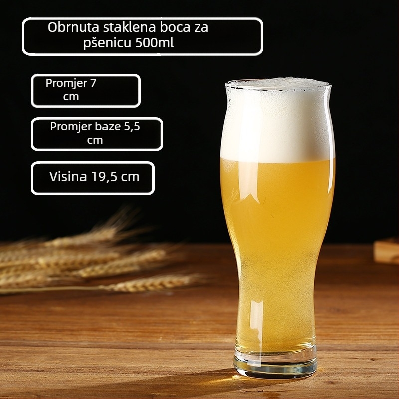 Staklena čaša za craft pivo, 500 ml, čaša za čepano pivo, s logotipom