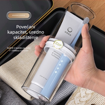 Prozirna putna čaša za ispiranje usta i prijenosna kutija za pohranu četkica za zube - set