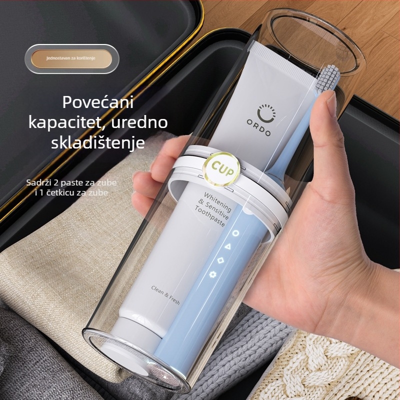 Prozirna putna čaša za ispiranje usta i prijenosna kutija za pohranu četkica za zube - set