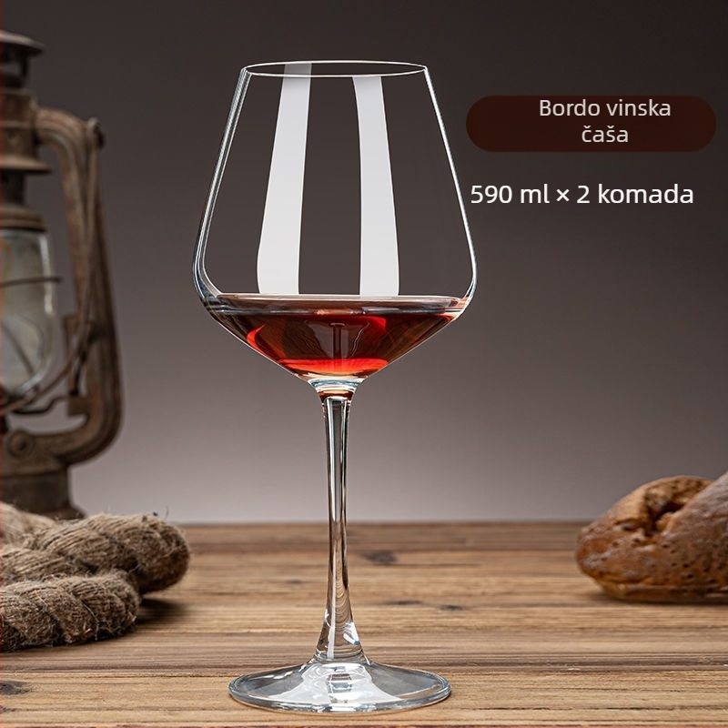 Burgundske čaše za vino za kućnu uporabu, bezolovno kristalno staklo, set velikih visokih čaša