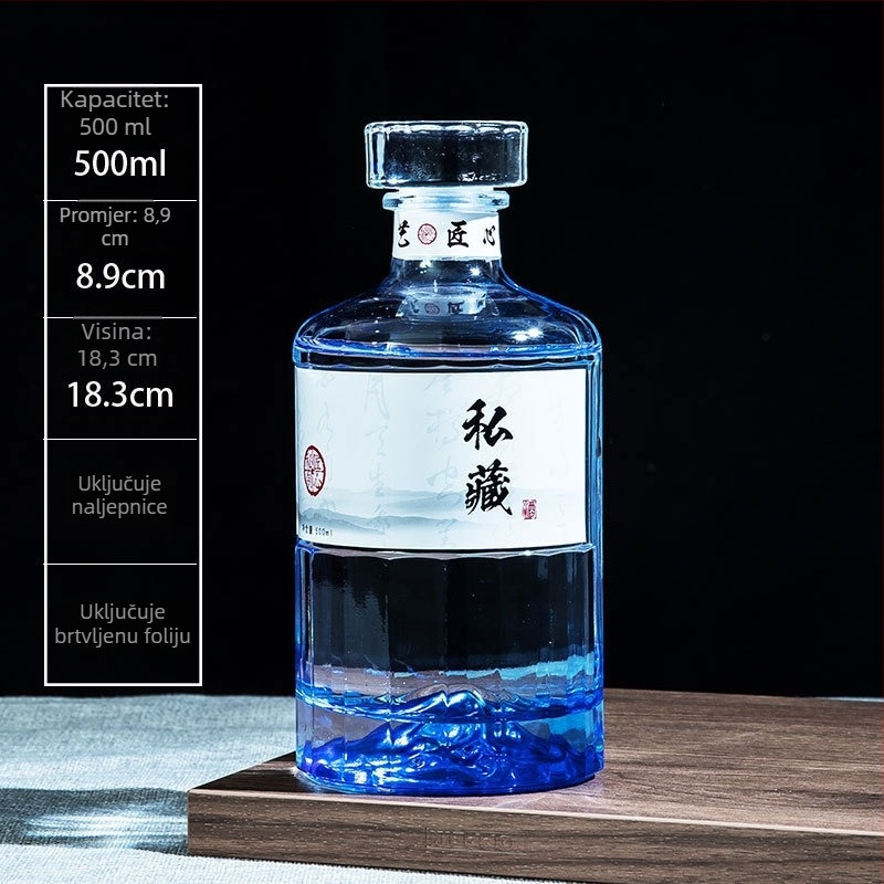 500 ml prozirna staklena boca visoke kvalitete, s kreativnim zatvaračem, za kućnu proizvodnju voćnog vina, viskija i votke