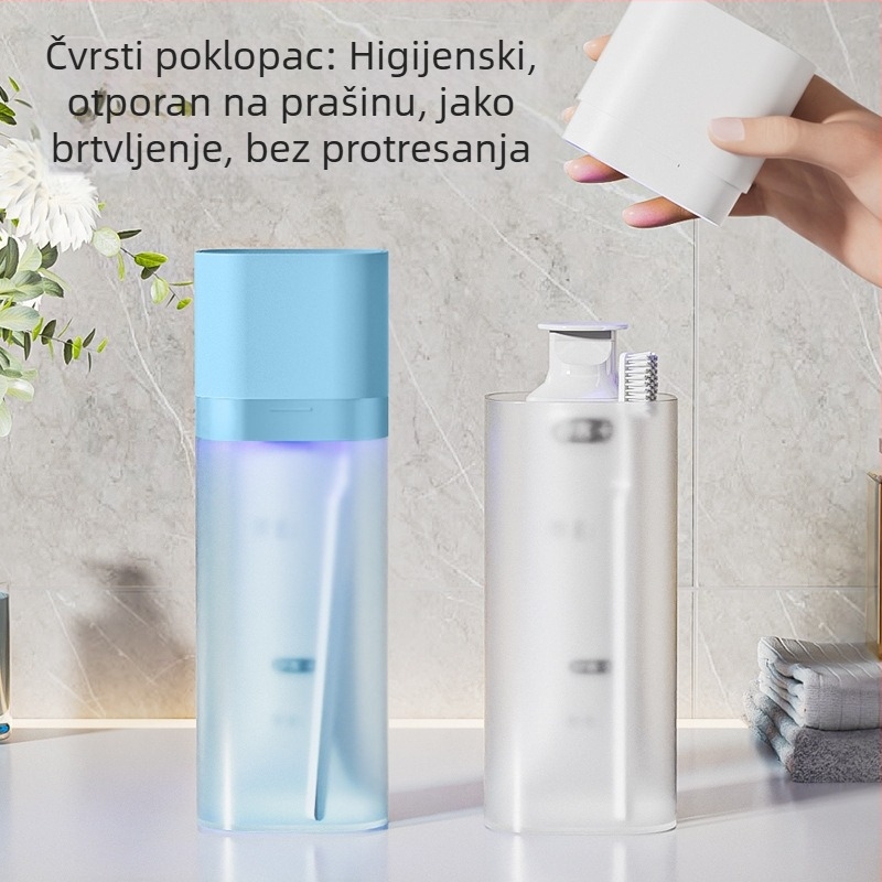 UV kutija za dezinfekciju četkice za zube za putovanja, s prostorom za pohranu i čašom za ispiranje usta