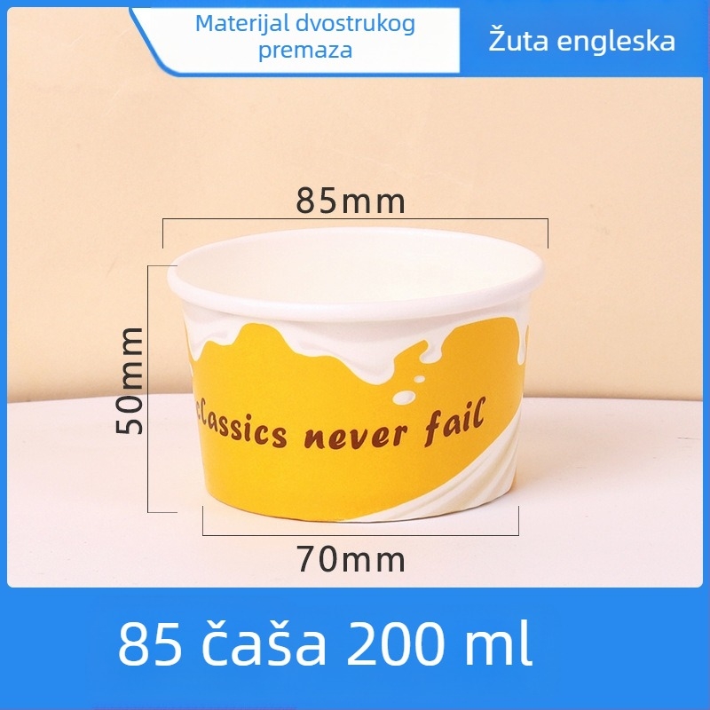 Jednokratne čaše za sladoled s poklopcem, papirnate čaše za kušanje za jogurt i sladoledne deserte.
