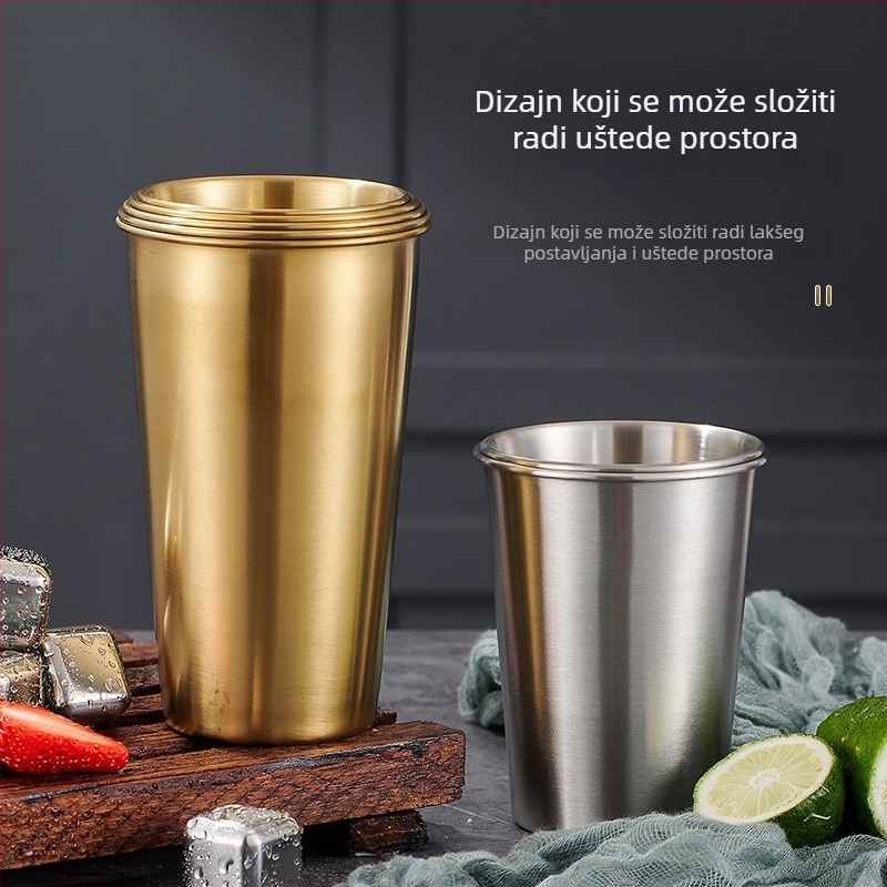 Čaša od nehrđajućeg čelika 304, jednostruka, kapacitet 301-400 ml, višestruka uporaba za pivo, kavu, sok i hladna pića