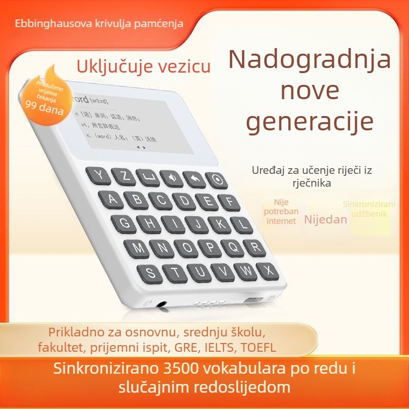 Engleski elektronički riječnik i uređaj za učenje riječi, ultraduža autonomija, 3500 riječi, prirodni izgovor