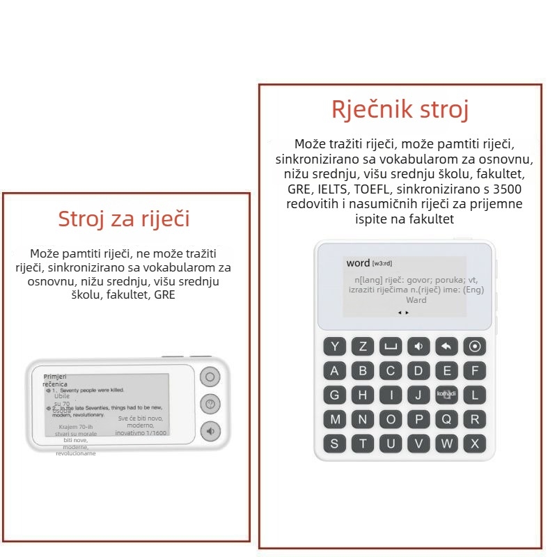 Engleski elektronički riječnik i uređaj za učenje riječi, ultraduža autonomija, 3500 riječi, prirodni izgovor