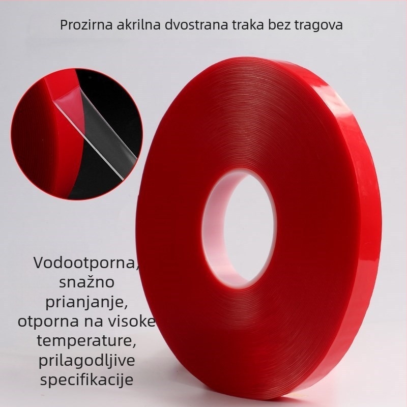 Nano dvostrano akrilno ljepilo visokog viskoziteta za zidove i površine automobila, prozirno, vodootporno, bez ostataka