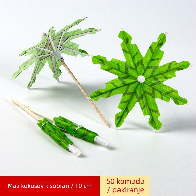 Jednokratne šarene papirnate kišobrančiće za koktele i hladna jela, drveni štap, duljina 10–18 cm, otisnut logotip, prilagodljivo.