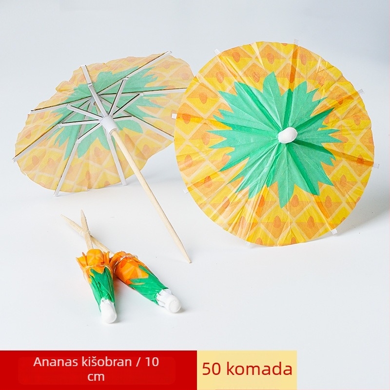 Jednokratne šarene papirnate kišobrančiće za koktele i hladna jela, drveni štap, duljina 10–18 cm, otisnut logotip, prilagodljivo.