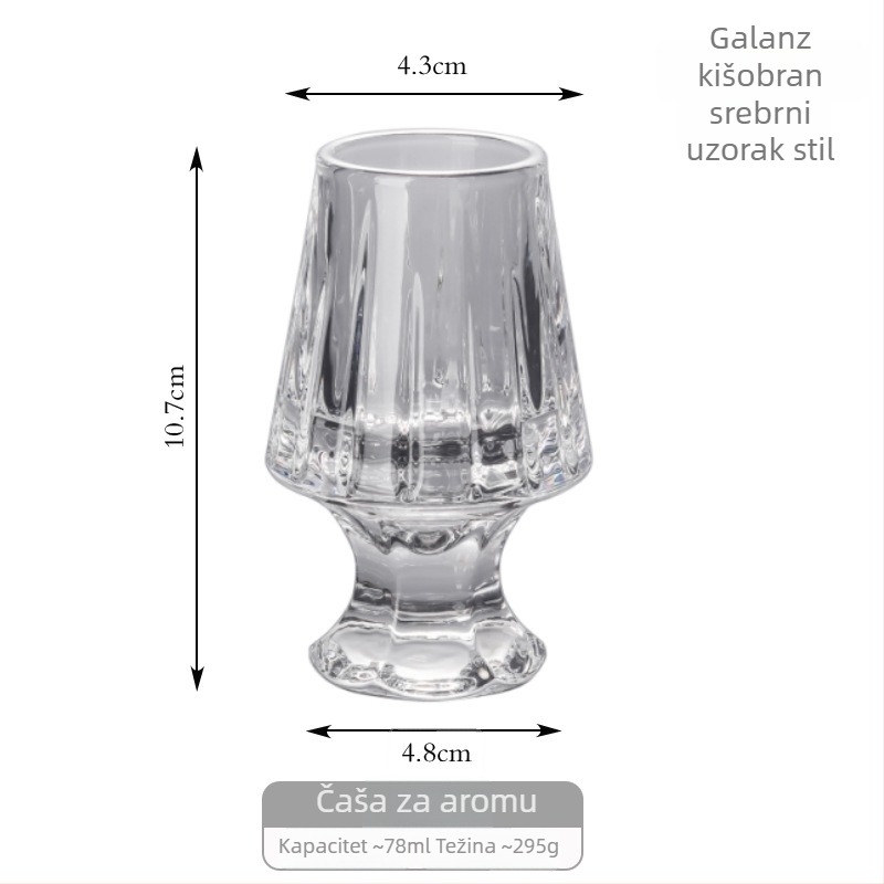Whiskey čaša za degustaciju s prugama, debeli kristal, luksuzna čaša za žestoka pića