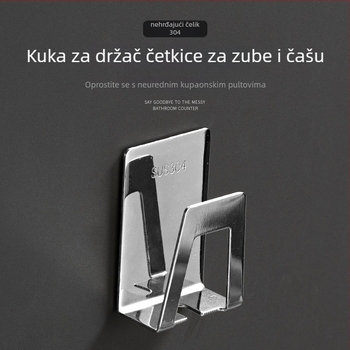 Držač četkice za zube od nehrđajućeg čelika, zidni držač čaše za četkicu, bez bušenja, kupaonica