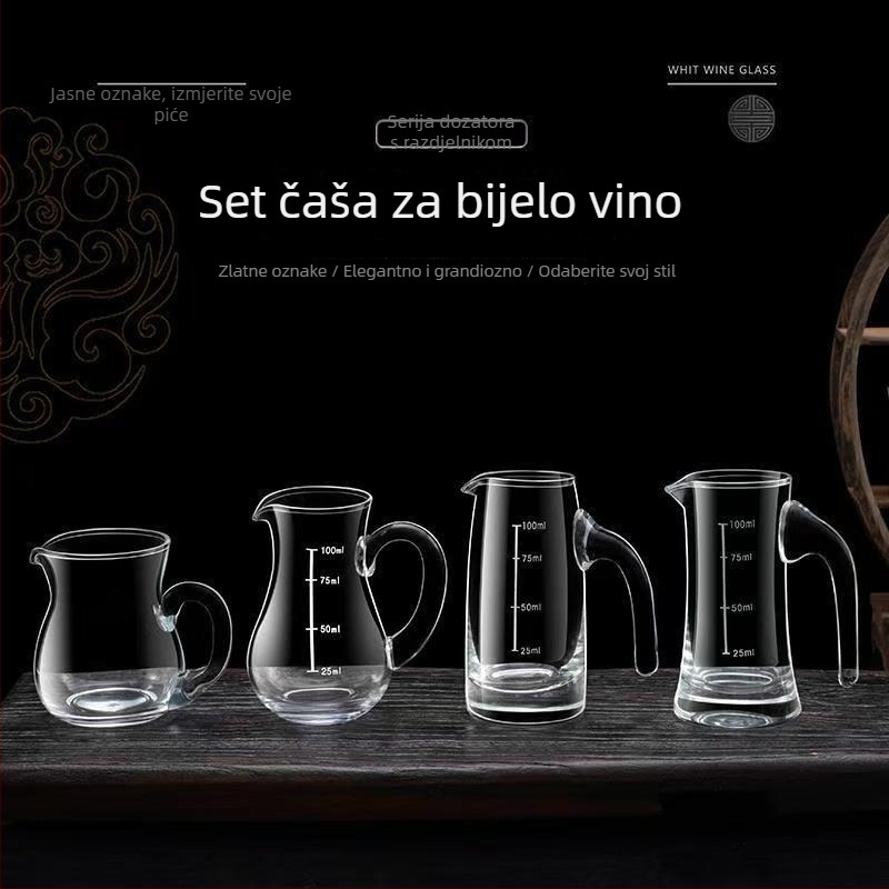Stakleni dekantor za alkohol s mjernim oznakama za crveno vino i žestoka pića, debeli dizajn, za kućnu upotrebu