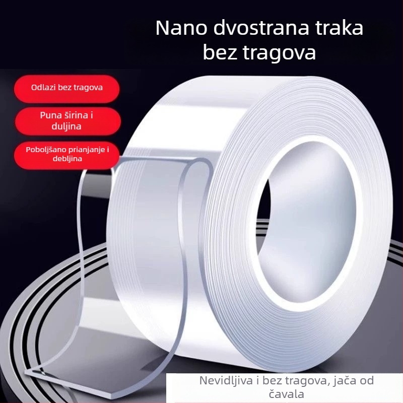Nano dvostrano ljepiva traka od akrila, prozirna, visoke viskoznosti, bez ostataka, vodootporna podloga, snažno pričvršćivanje