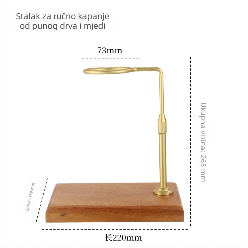 Stalak za kavu pour-over s čvrstom drvenom bazom i aluminijskim okvirom, za vanjsku upotrebu
