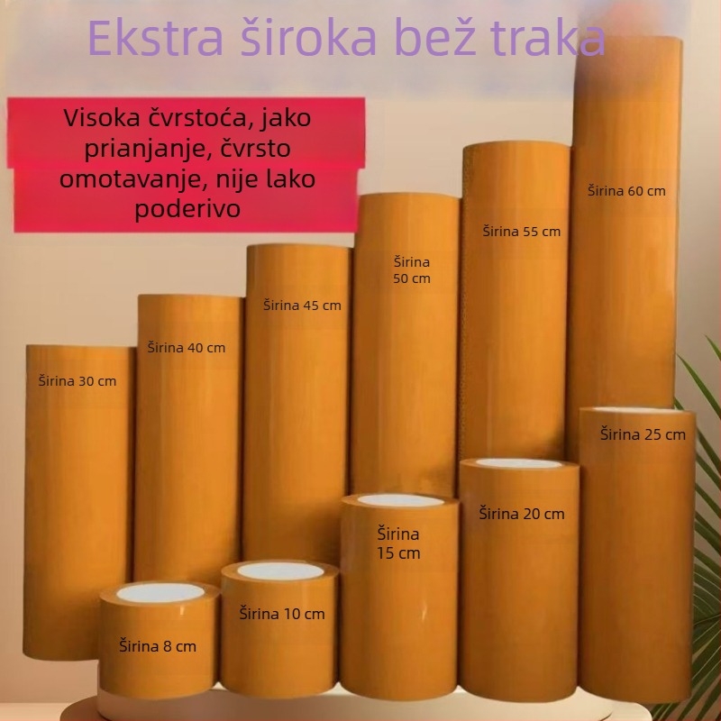 Žuta traka za pakiranje, veliki valjak, vrlo široka, širine 32 cm i 42 cm